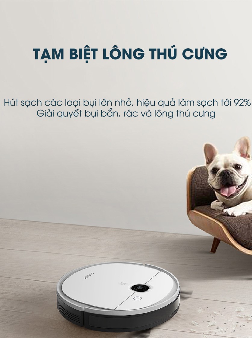 Ecovacs Deebot DJ65 có hiệu suất làm sạch đến 92%