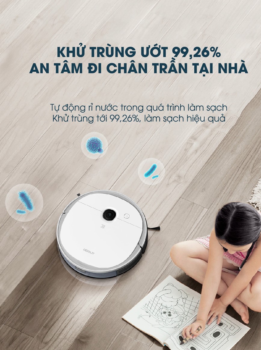 Deebot DJ65 có khả năng nhận diện và xử lí rác thải nhanh chóng